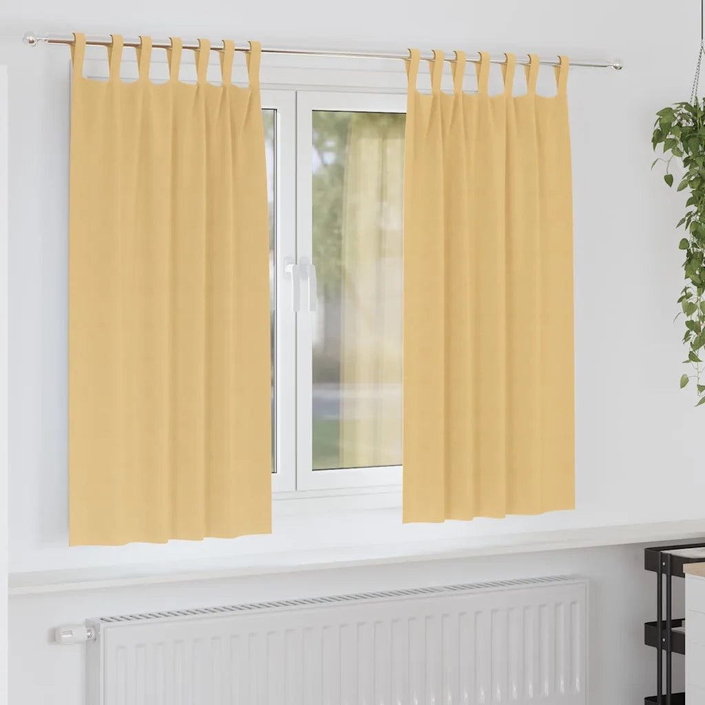 vidaXL Tende con tende 2 pcs Beige Poliestere