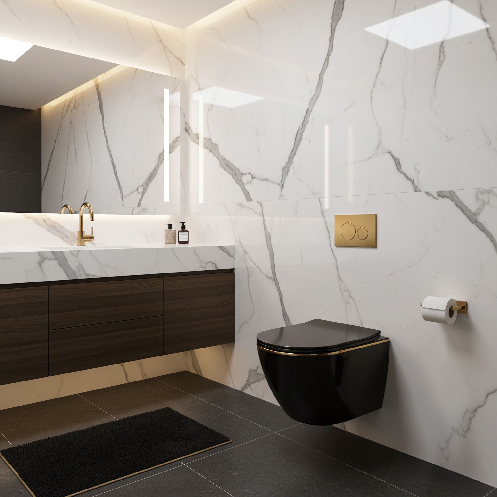 Vaso Wc Sospeso Rea Carlo Mini Tornado Black Gold Egde