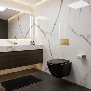 Vaso Wc Sospeso Rea Carlo Mini Tornado Black Gold Egde