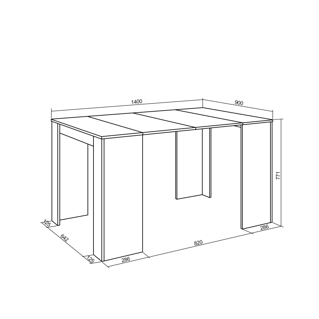 Consolle allungabile, 140x90x77cm, Per 6 persone, Tavolo da pranzo, grigio grigio cemento RF2614