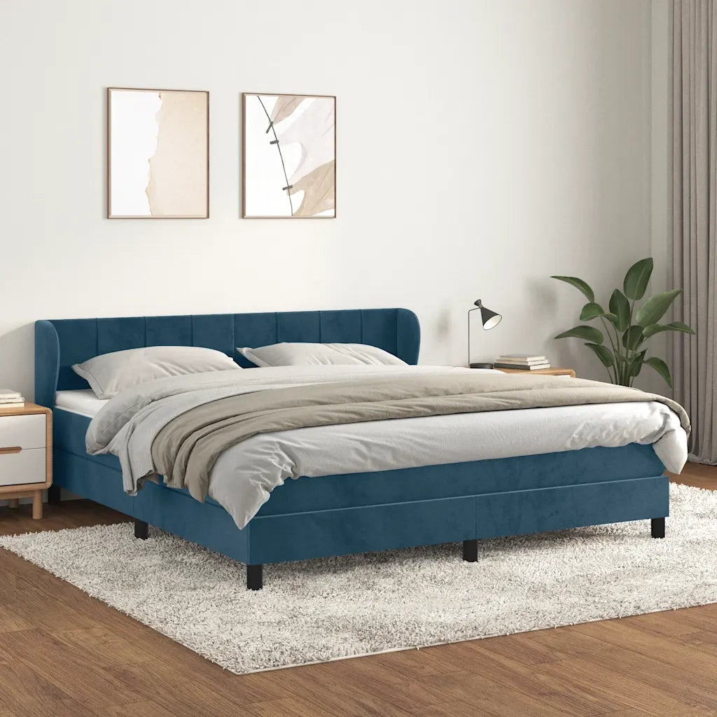 Giroletto a Molle con Materasso Blu Scuro 180x200 cm in Velluto 3127509