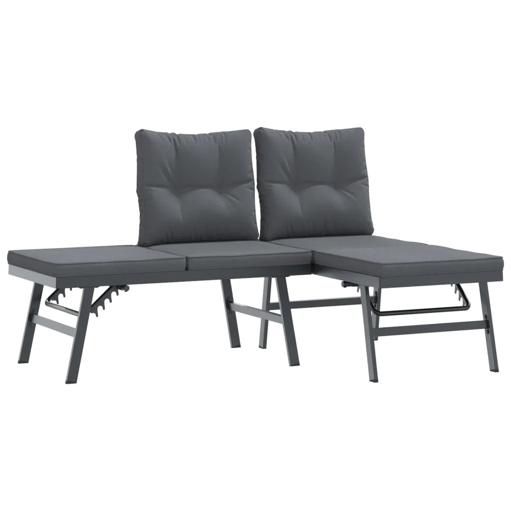 Set Panche Giardino Cuscini 6pz Nere Acciaio Verniciato Polvere 3283729