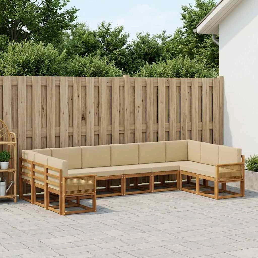 Set di divani da esterno 10 pz Naturale e Beige 3385579