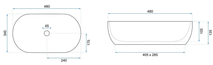 Lavabo Da Appoggio Rea Amelia Saturn 48