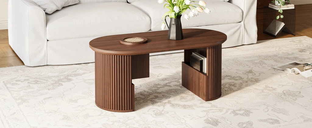 TAVOLINO DA SALOTTO OVALE 105x50x46,5 cm Noce MDF