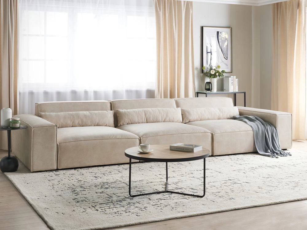 Divano componibile a 3 posti Divano componibile in velluto beige con gambe nere Soggiorno moderno