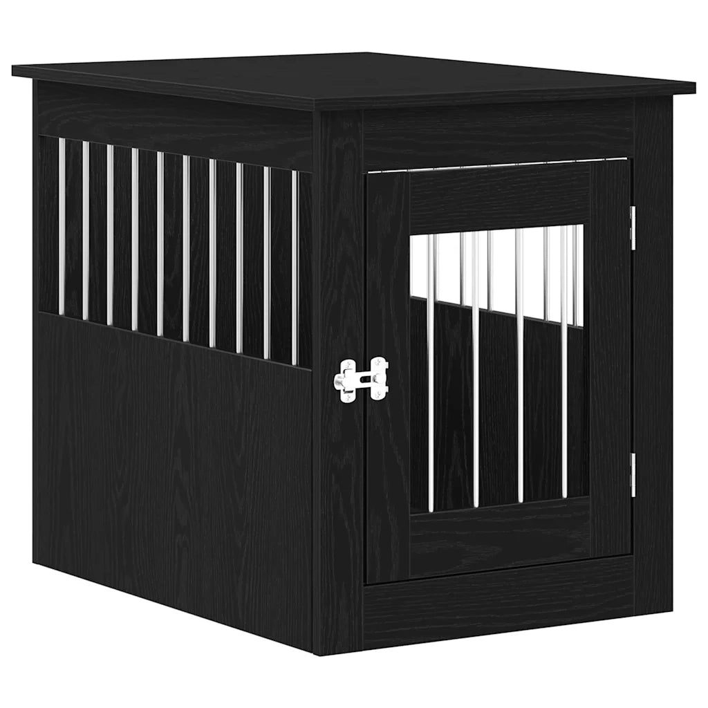 Mobile per cuccia per cani Rovere Nero 55x75x65 cm in legno ingegnerizzato 862175