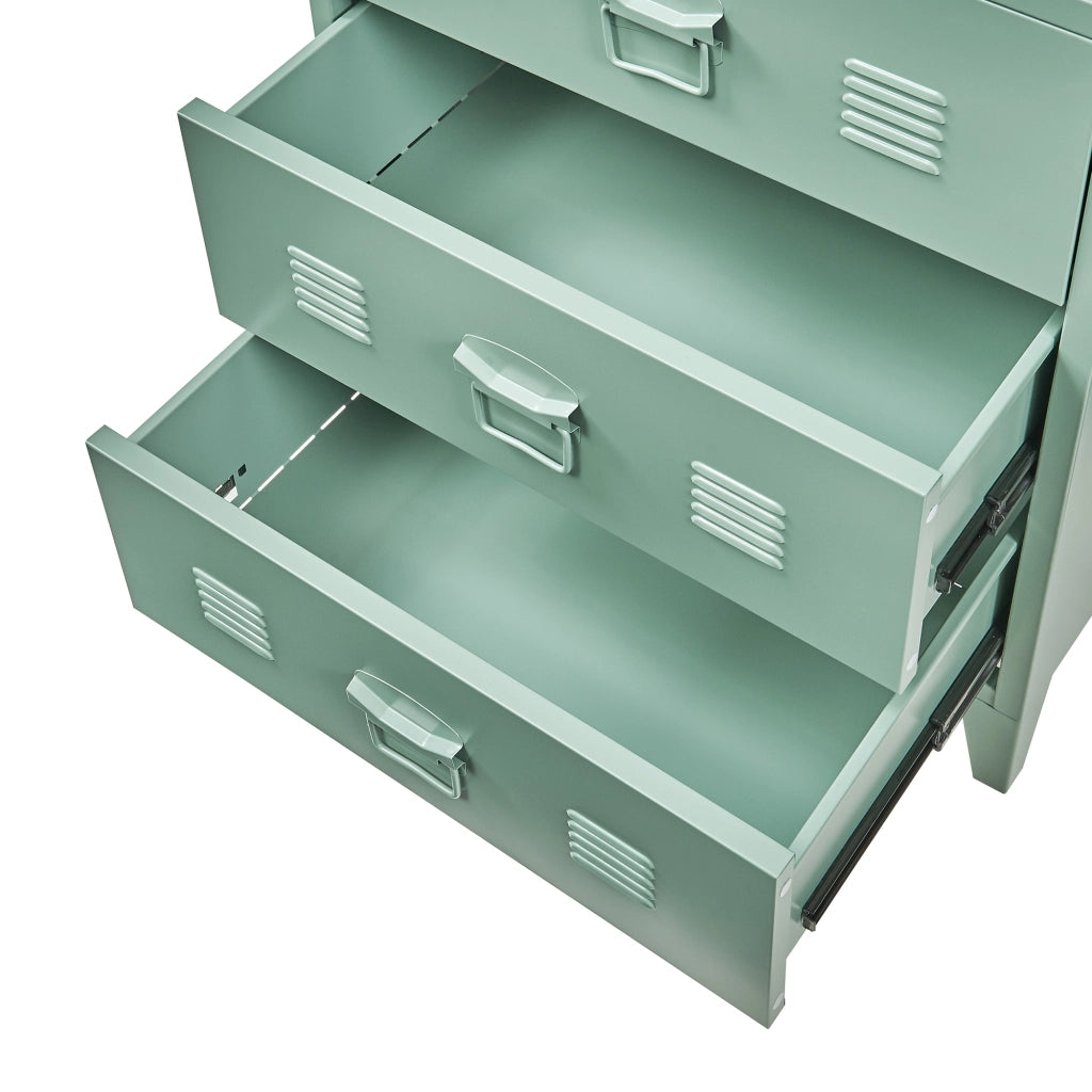 Cassettiera Hämeenlinna Comò in Acciaio con 3 Cassetti 72 x 60 x 40 cm Verde opaco [en.casa]