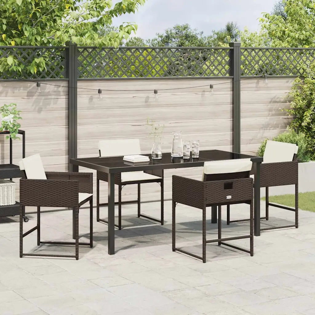 Set da Pranzo per Giardino 5 pcs Marrone polyrattan 3380727