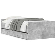 Letto singolo | Letto per adulti | Giroletto con Cassetti Grigio Cemento 90x190 cm