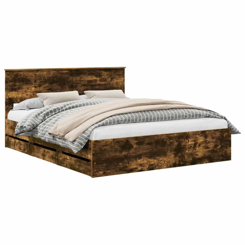 Struttura del letto con cassetto Rovere fumé 160 x 200 cm 3410690