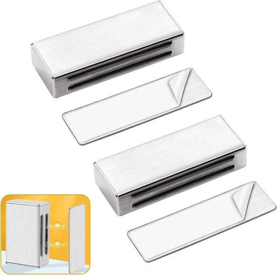 Set di magneti per porte autofissanti da 2 - magneti per mobili in acciaio inossidabile (dimensione grande)