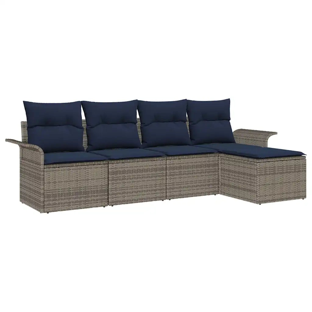 Set Divano da Giardino 5 pcs Grigio polyrattan 3353994