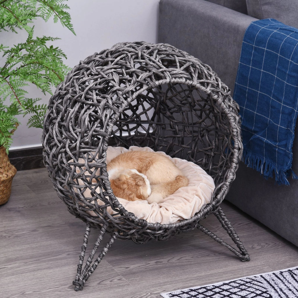 Letto per gatti rialzato con cuscino ¨C zephmum ¨C grigio 52x58 cm