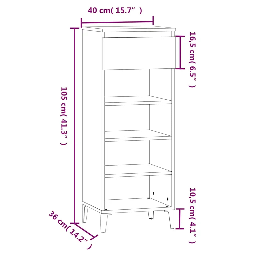 Scarpiera-Scaffale per scarpe Rovere Marrone 40x36x105 cm in Legno Multistrato 307844