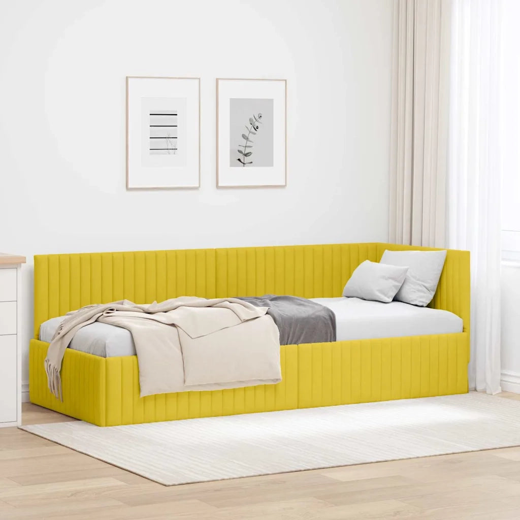 Cornice del letto ad angolo Giallo 80 cm x 200 cm Velluto 42016252