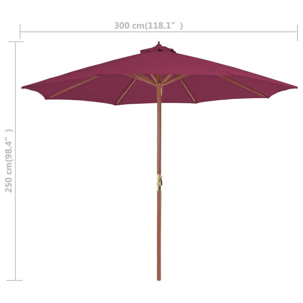Parasol With Wooden Pole 300 Cm Bordeaux Red
