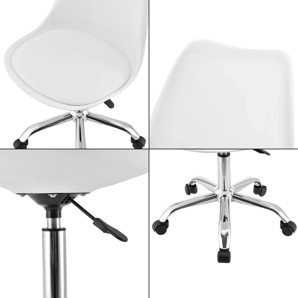 Sedia da ufficio con seduta imbottita 5 ruote girevole a 360° e regolabile in altezza metallo bianco 03_0004996