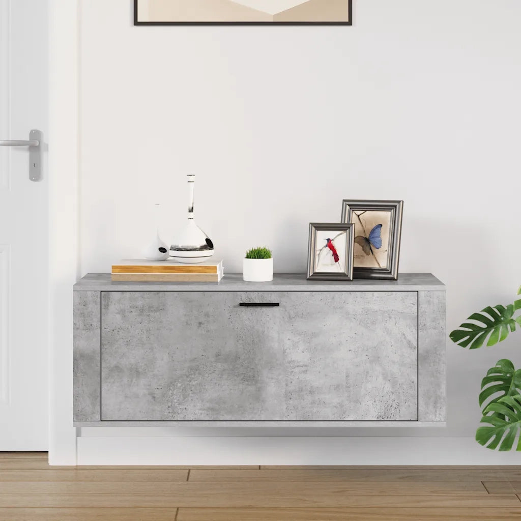 Scarpiera a Muro Grigio Cemento100x35x38cm in Legno Multistrato 821024