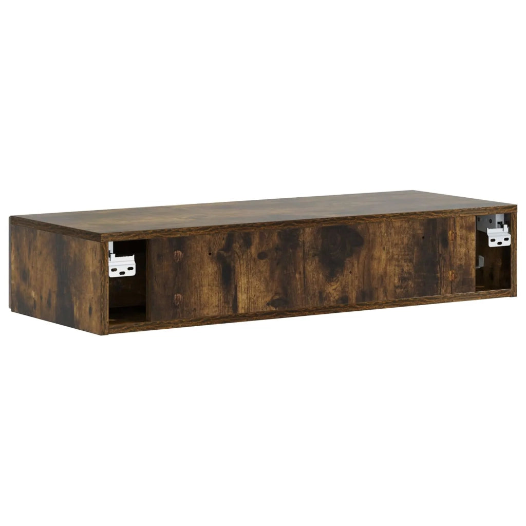 Tavolino da Parete Laterale Rovere Fumo 87,5 x 34,5 x 17 cm