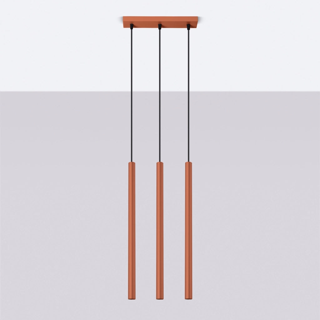 Lampada a sospensione moderna in acciaio rosso ocra a 3 lampadine Pastelo Ocean Green