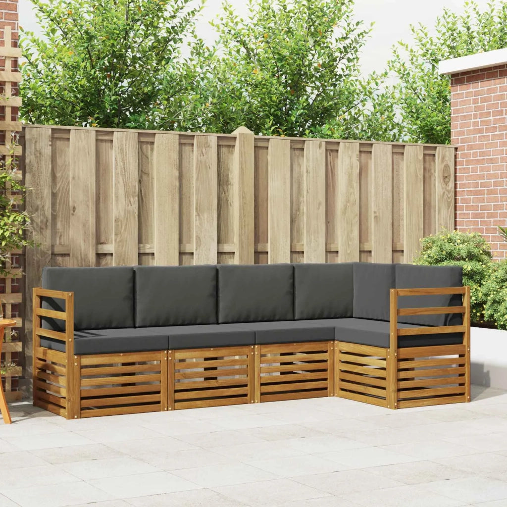 Set divano sezionale con cuscino 5 pcs Naturale e Antracite 3374792