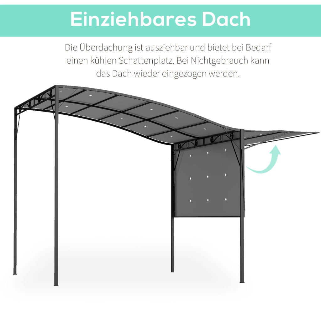 Gazebo con tetto apribile ¨C zephmum ¨C Grigio scuro 3x2.5m