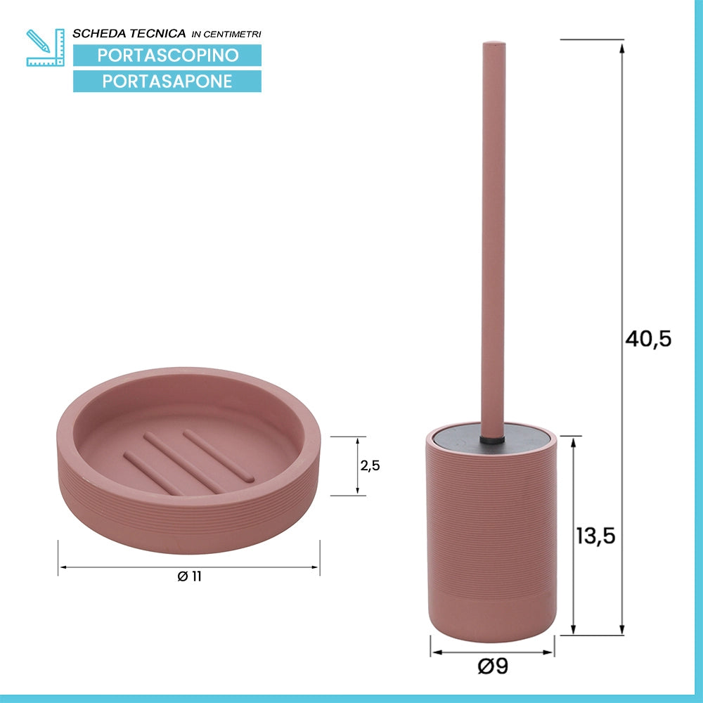 Set accessori bagno 4 pezzi in poliresina terracotta Marica