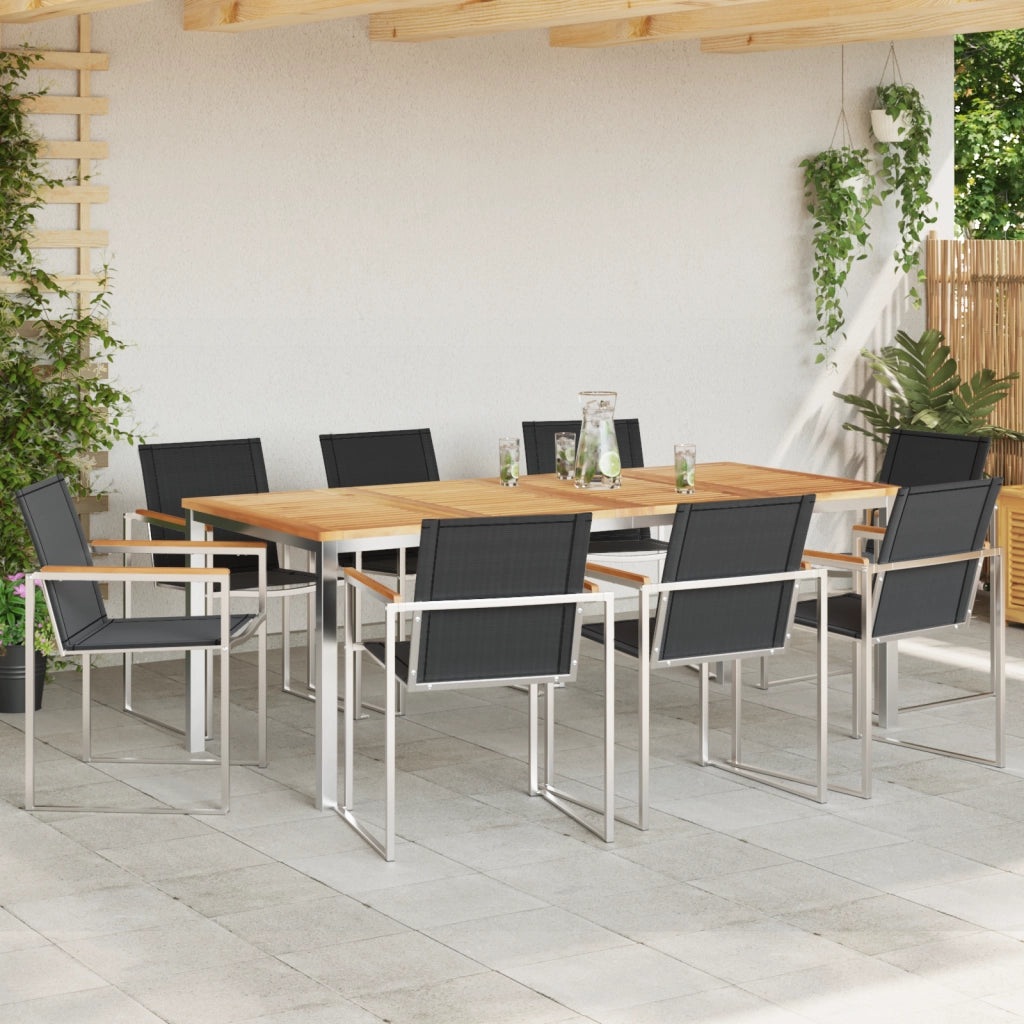 Set da pranzo da giardino  in legno massello di teak, 9 pezzi