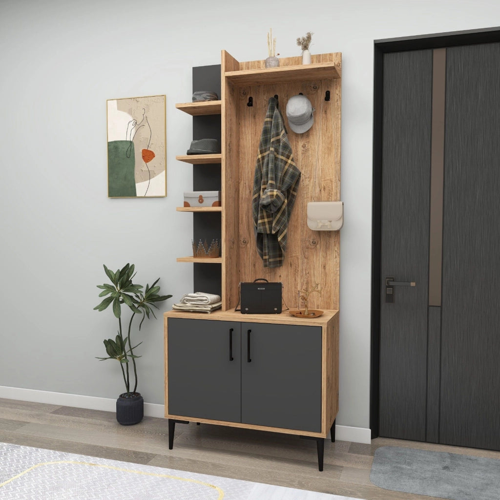 Formigaro, Mobile da Ingresso 6 Paia, 74x33x183h cm Marrone Rovere Nodi