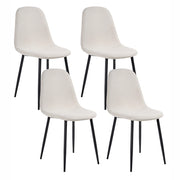 Set di 4 sedie da pranzo Beige Chiaro Poliestere Tappezzato Ferro Gambe Nere Sala da pranzo senza braccioli