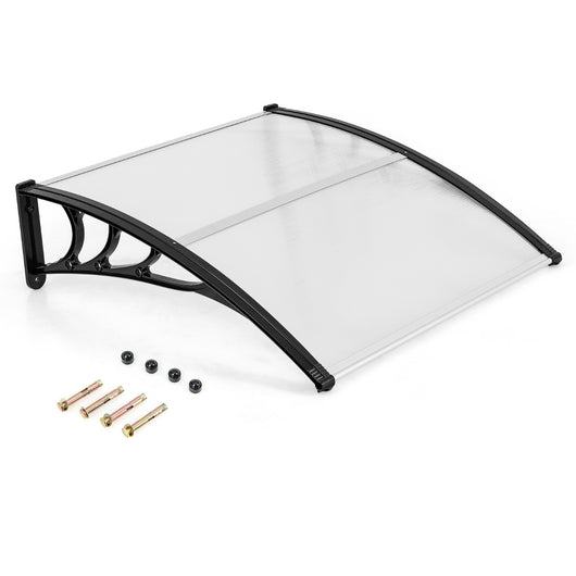 Tettoia per porta finestra a scorrimento, Tettoia da esterno per protezione da sole pioggia neve Trasparente 102x99cm-Tende parasole