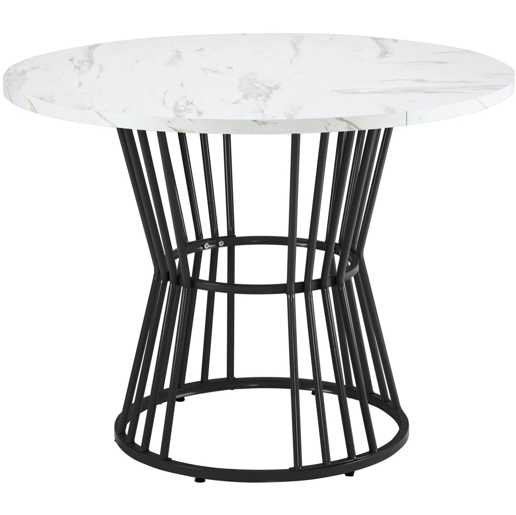 Tavolo da pranzo rotondo 100 cm in MDF e metallo; nero