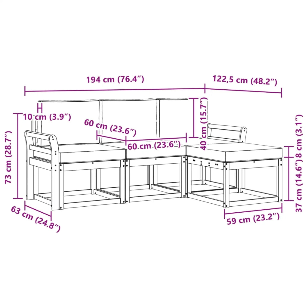 Set di divani da esterno 4 pz 3387454