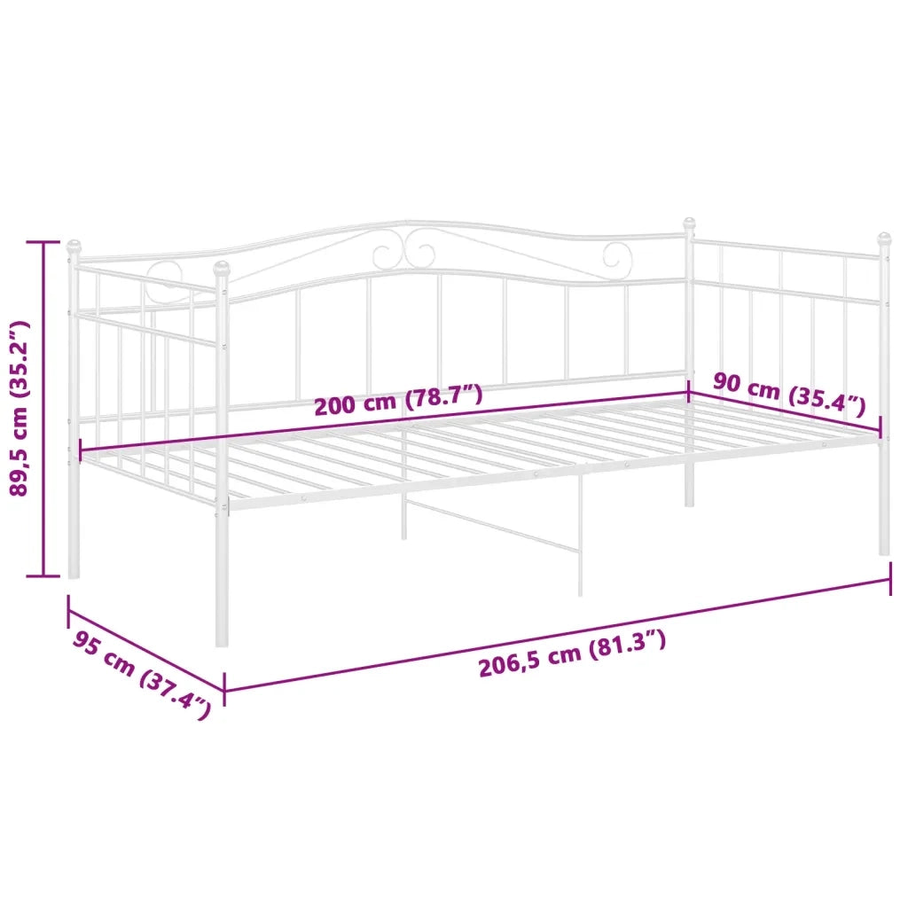 Telaio Divano Letto-Struttura Sofa Letto Bianco in Metallo 90x200 cm 972348