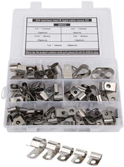 Clip per cavi 80 pezzi - R-Type - Clip per cavi - Adatto per cavi/pipistrelli - Diversi diametri - Per uso interno/esterno - Clip per cavi