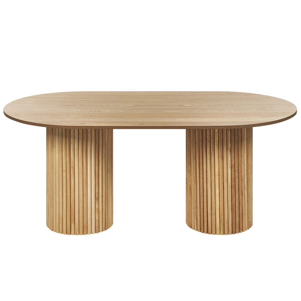 Tavolo da pranzo in legno di frassino naturale, piano in MDF, gambe in legno di gomma 180 x 100 cm Stile rustico moderno