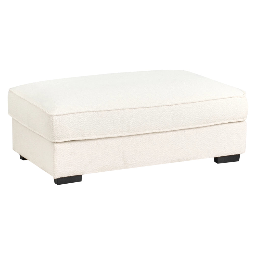 Pouf imbottito in bouclé bianco sporco rettangolare stile moderno minimalista
