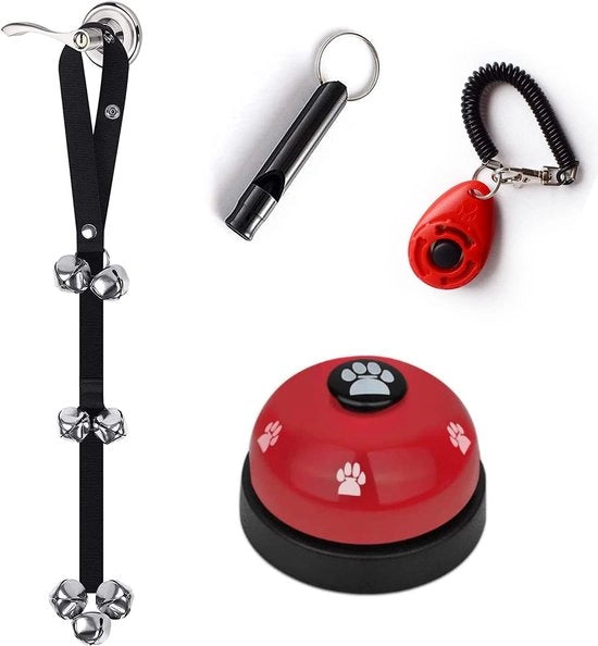 Set di 4 Campanelli per Addestramento della Pregiudizialità Canina con Suoni e Clicker