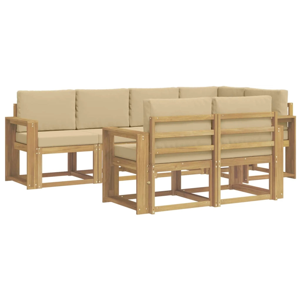 Set di divani da esterno 7 pcs Bianco e Beige Poliestere 3387777