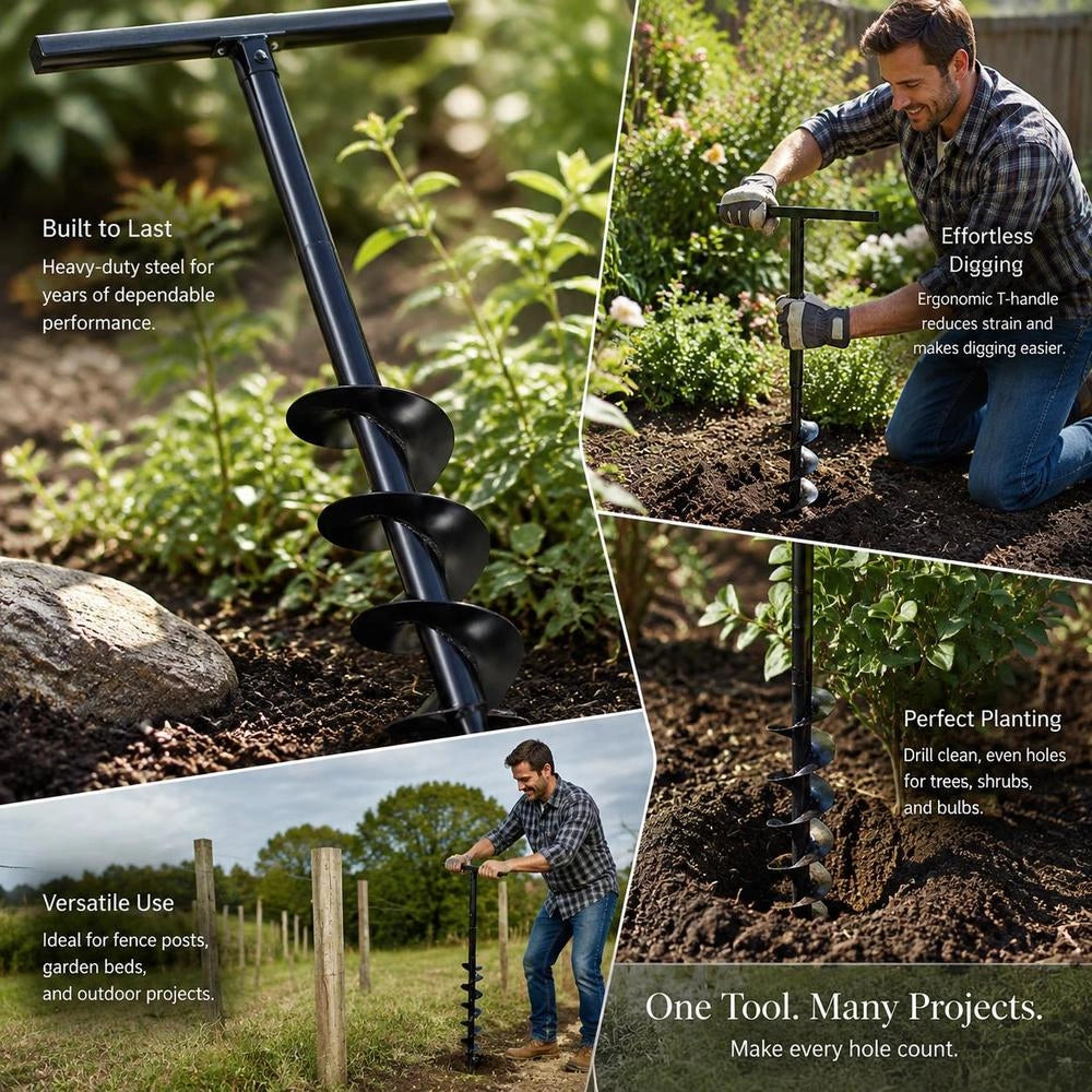 Earth Auger With Handle, 200 Mm Extension Tube, 5 M