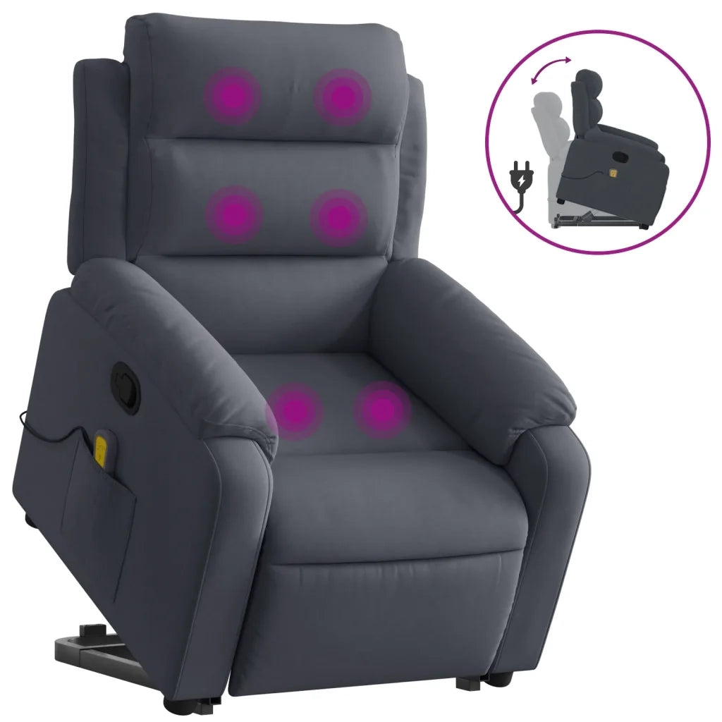 Poltrona Alzapersona Reclinabile Grigio Scuro in Velluto 3205104