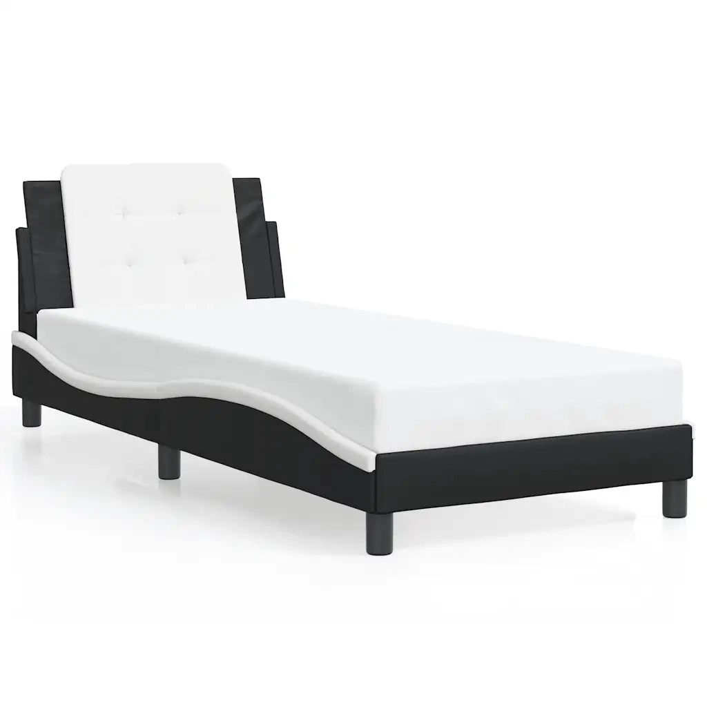 Giroletto con Testiera Nero e Bianco 90x190 cm in Similpelle