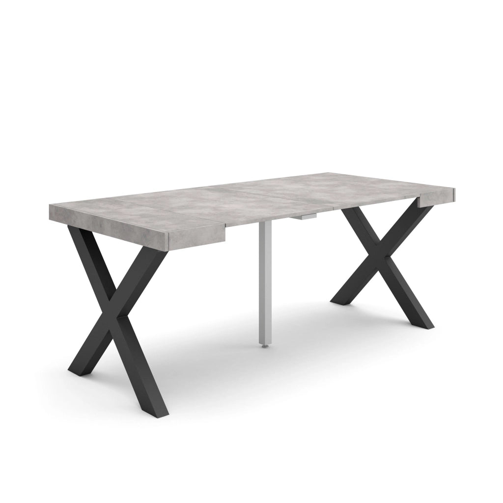Consolle allungabile, 58 fino 180x90x73cm, Per 8 persone, Gambe in legno, grigio cemento RF2761