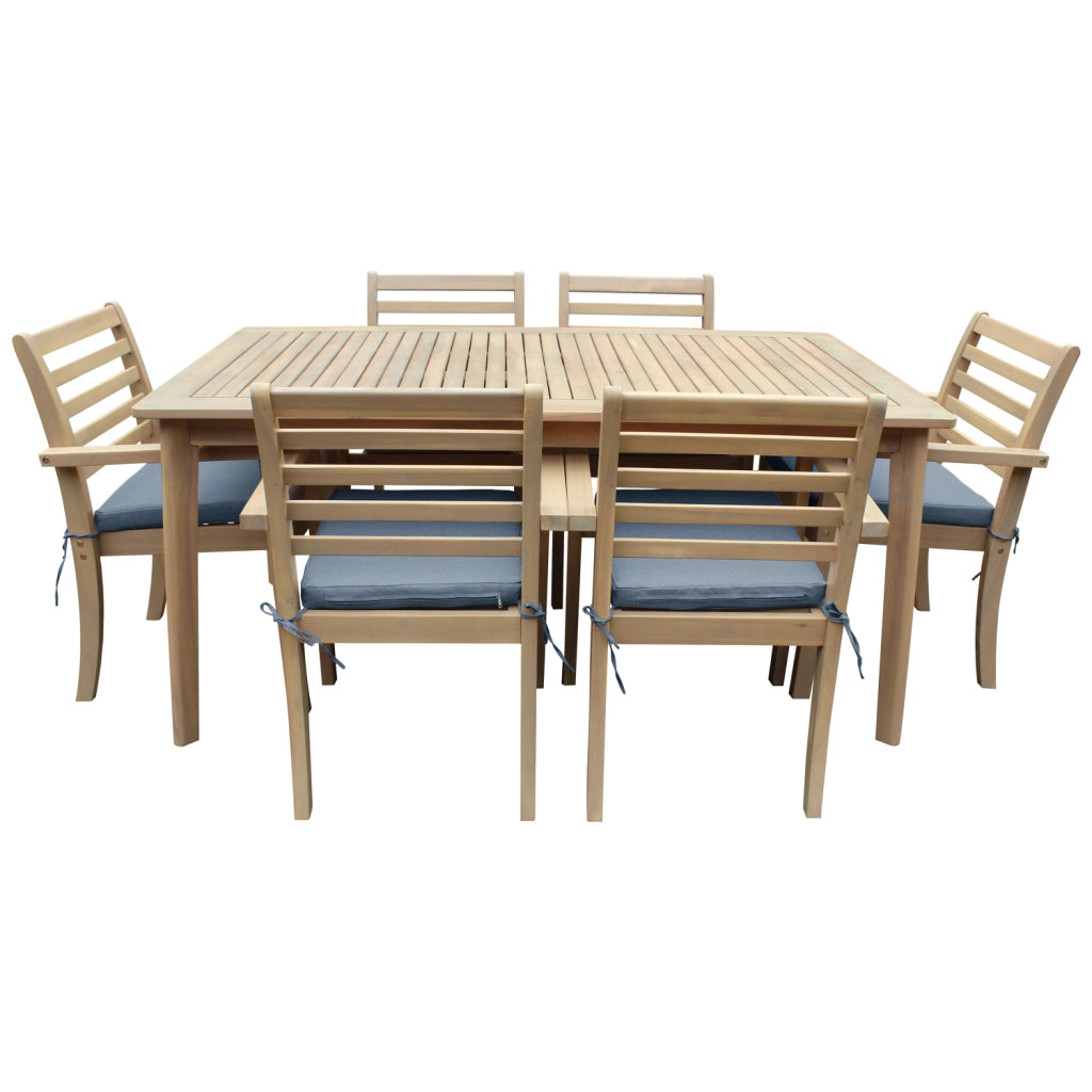 Set di mobili da giardino Acacia SIMILAN 6 posti - cuscini grigi