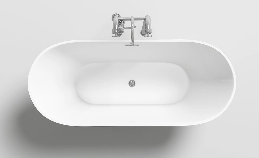 Vasca freestanding centro stanza in acrilico con troppo pieno,150x75x58cm moderna Relpunt Stosa