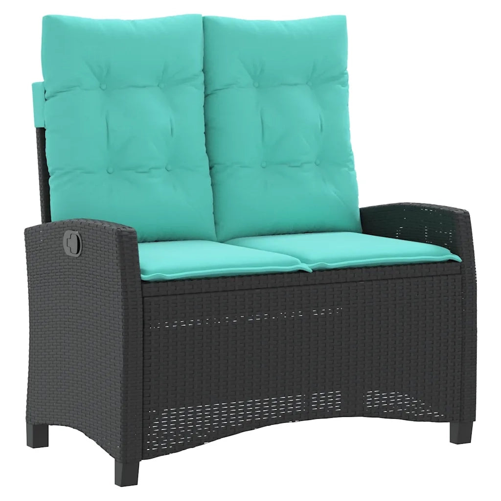 Panca Reclinabile da Giardino con Cuscini Nera in Polyrattan 368234