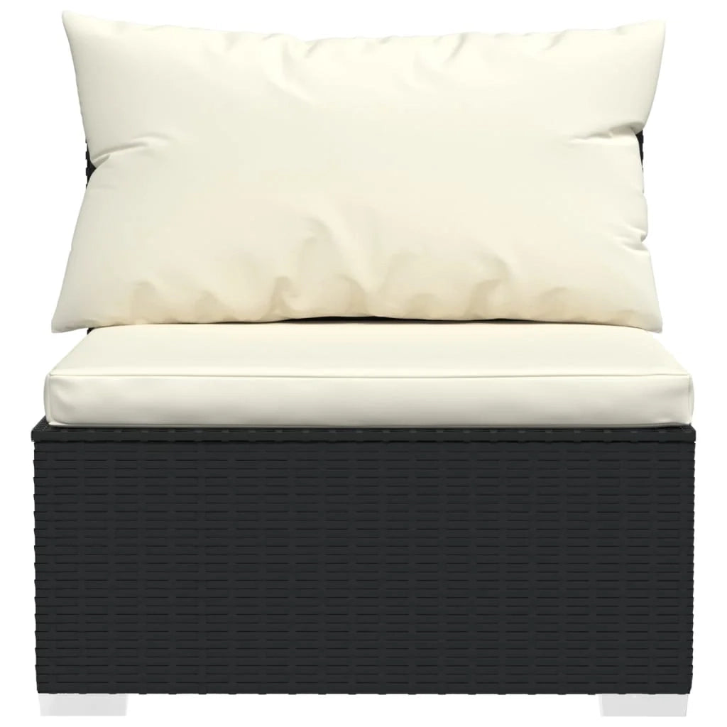 Set di mobili da giardino 11 pz con cuscini in polyrattan nero 02_0015447