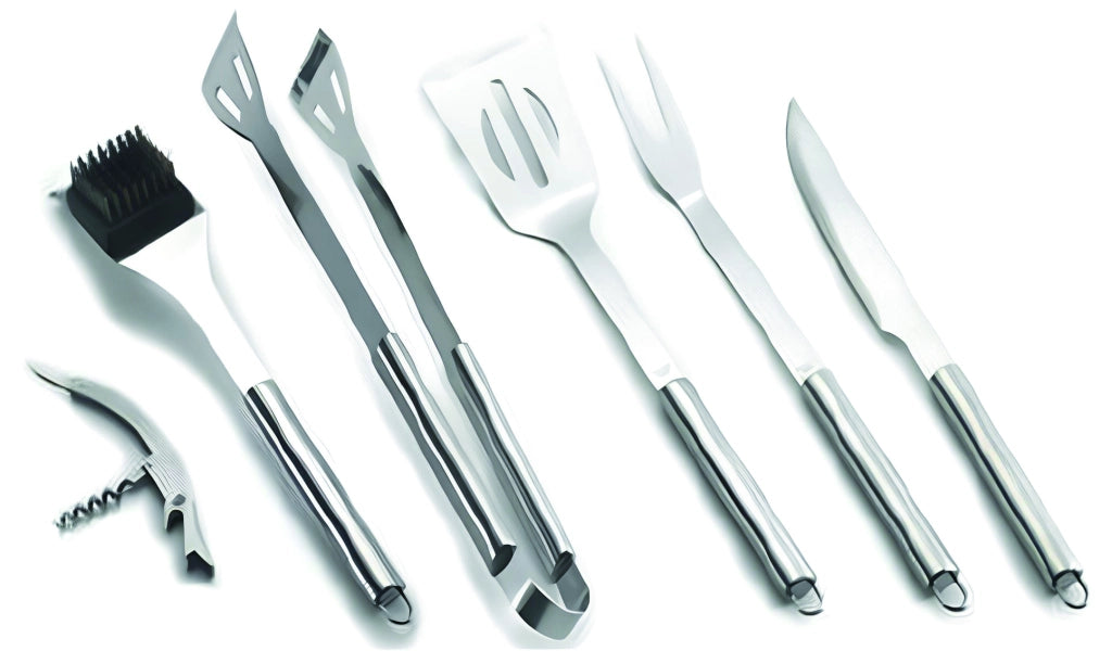 Ompagrill SET  UTENSILI PER BARBECUE INOX VALIGETTA IN ALLUMINIO 6 PEZZI