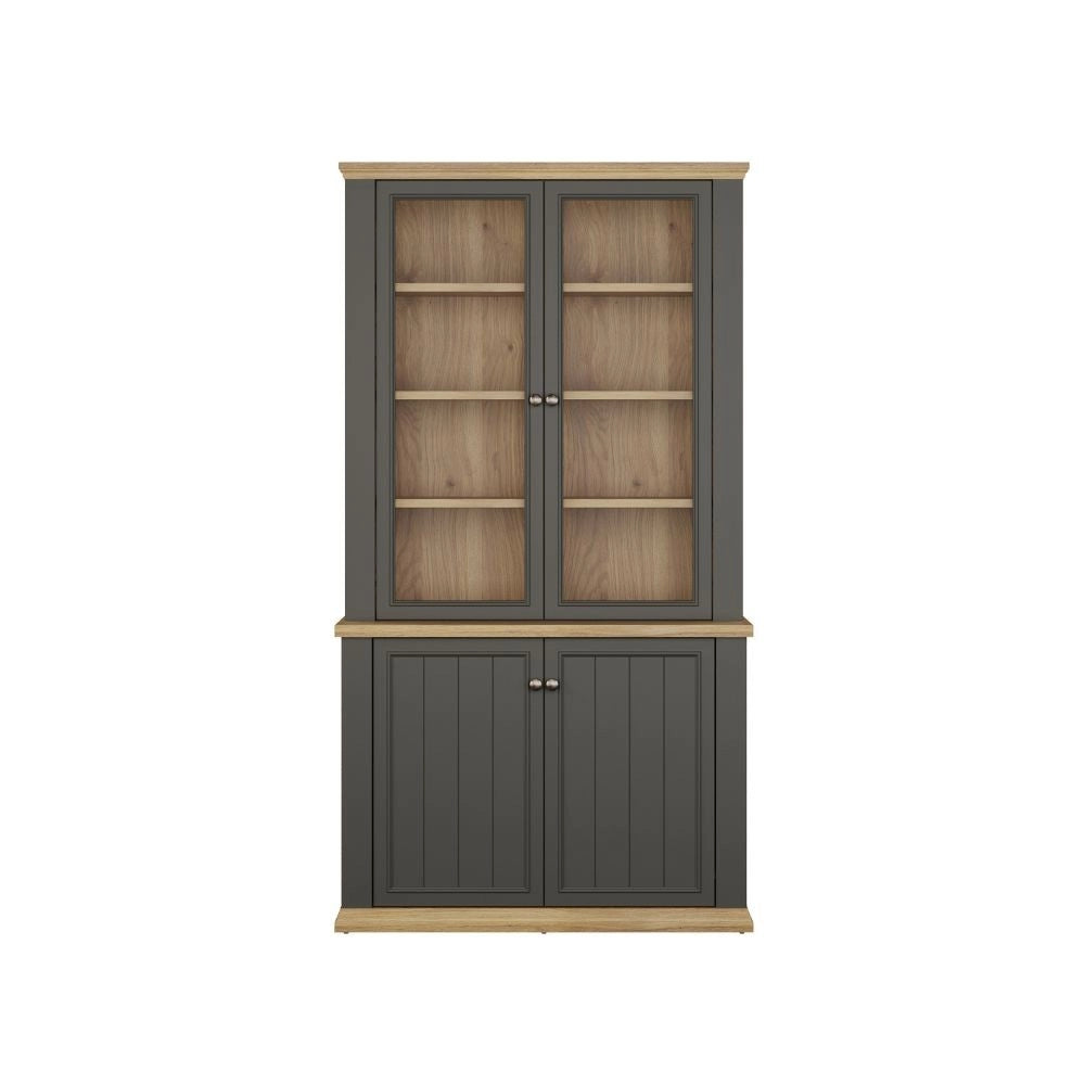 Vetrina Essenza 4 Ante Grigio scuro e Rovere – Stile Classico Moderno